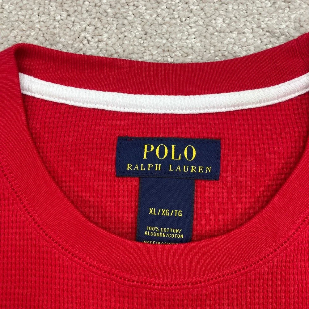 Polo Ralph Lauren Men XL Thermal Shirt Red Long Sleeve Waffle Knit Crewneck